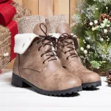 Women Warm Martin Booties Casual Comfort Plus Size Lace Up Shoes