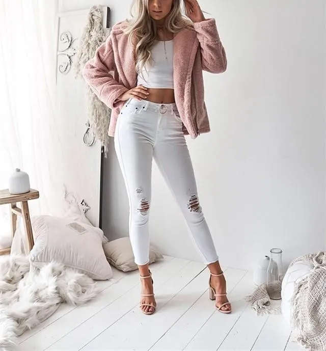 Fashion Zipper Pocket   Lapel Cardigan Long Sleeve Jacket Coat