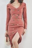 Fashion Turndown Collar Pure Colour Bodycon Dresses