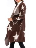 Loose Star Pattern Knitted Cardigan Long Coat
