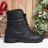 Women Warm Martin Booties Casual Comfort Plus Size Lace Up Shoes