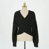 Fashion V-collar Printed Long-Sleeved Sweater