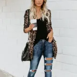 Long And Medium Leopard Loose Cardigan