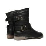 Buckle Strap Boots Women Mid-Calf Shoes