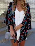 Casual Printed Colour Halflong Sleeve Cardigan