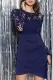 Lace Stitching Long Sleeves Plain Bodycon Dress