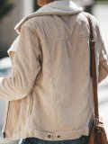 Fold Over Collar  Zipper  Plain Jackets