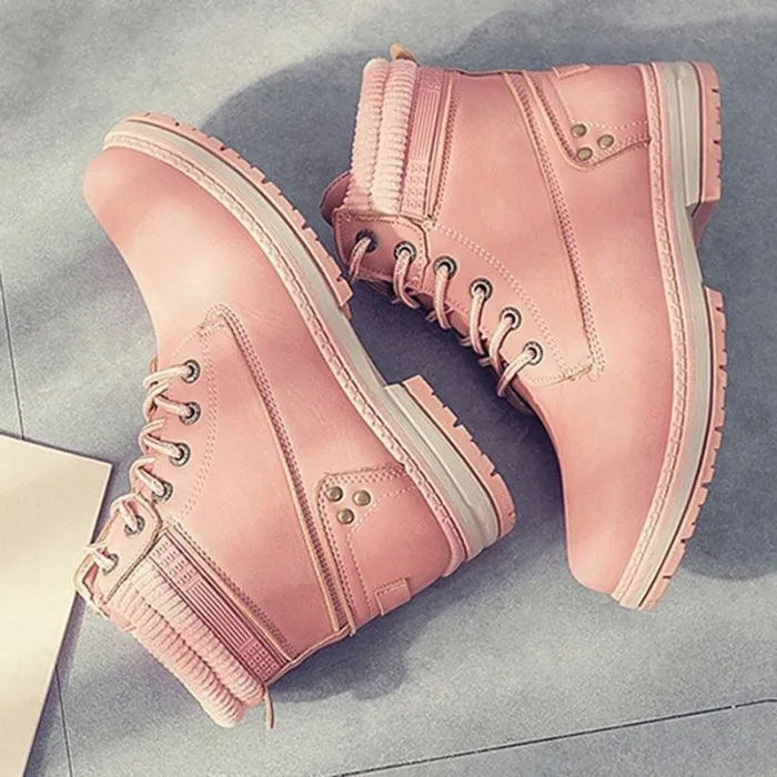 Women Autumn Winter Fur Ankle Boots Waterproof Slip on Shoes Snow Boots