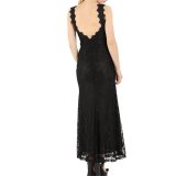Sexy V Neck Lace Backless Dress