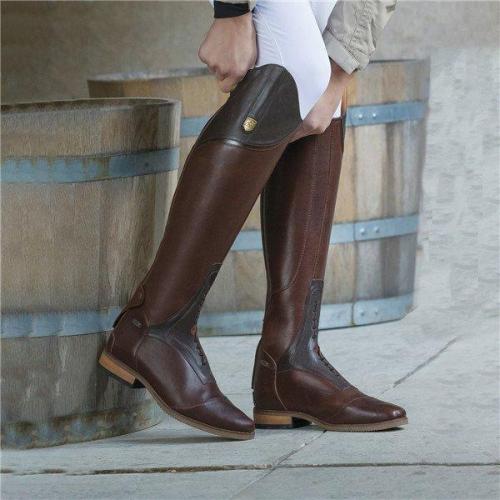Women Color-block Riding Boots Low Heel Pu Boots