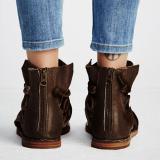Large Size Peep Toe Zipper PU Sandals