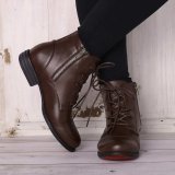 Women's Vintage Zipper Round Toe Low Heel Ankle Booties Plus Size Chelsea Boots