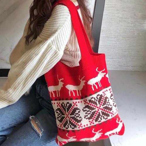 Christmas Knit Bag Jacquard Shoulder Bag