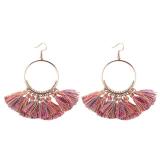 Bohemia Style Colorful Thread Tassel Pendants Big Round Hoop Earring