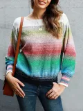 Color-Block Casual Ombre/tie-Dye Shift Sweater