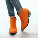 Chunky Heel Closed Toe Women Boots