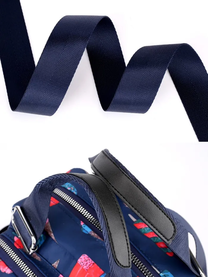 Floral Nylon Zipper Backpacks Crossbody Bags