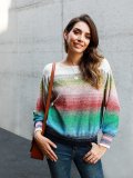 Color-Block Casual Ombre/tie-Dye Shift Sweater