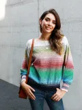 Color-Block Casual Ombre/tie-Dye Shift Sweater