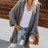 Casual Side Slit Soft Long Sleeve Midi Sweater Cardigan