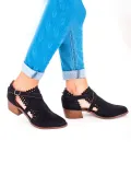 Scalloped Booties Low Heel Hollow-out Buckle Strap Boots