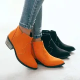 Chunky Heel Closed Toe Women Boots