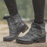 Women Motor Casual Chunky Heel Pu Zipper Spring/fall Ankle Boots