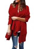 Solid Shawl Collar Casual Knitted Sweater