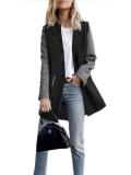 Round Neck  Single Breasted  Color Block Coats