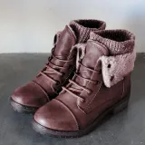 Women Warm Martin Booties Casual Comfort Plus Size Lace Up Shoes