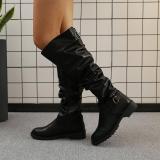 Womens Zipper Daily Chunky Heel Riding Knee High Boots