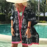 Bohemian Print Stitching Bat Sleeve Cardigan