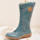 Women's casual lace-up zipper boots