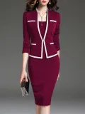 Scoop Neck  Colouring Bodycon Dress   Professional Dress