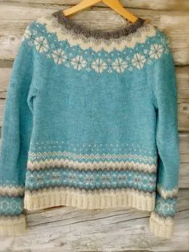 Long Sleeve Round Neck Cotton-Blend Vintage Sweaters