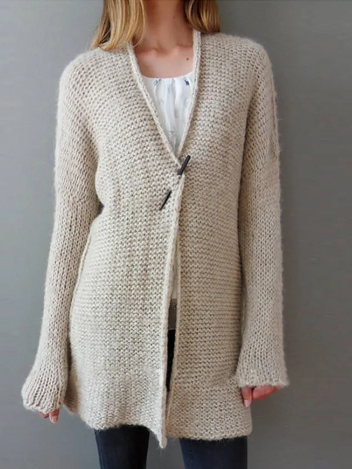 Buttoned Long Sleeve Casual Sweaters Fleece Cardigans