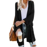 Casual Side Slit Soft Long Sleeve Midi Sweater Cardigan