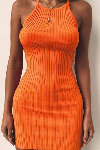Fashion Sexy Sling Knitted Sweater Mini Bodycon Dress