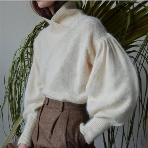Turtleneck Solid Color Long Sleeve Knit Sweater