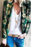 Women's Bohemian Printed Color Turndown Collar Long Sleeve Cardigan
