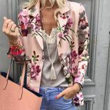 Sweet Turndown Collar Printed Colour Long Sleeve Blazer