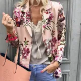 Sweet Turndown Collar Printed Colour Long Sleeve Blazer
