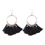 Bohemia Style Colorful Thread Tassel Pendants Big Round Hoop Earring