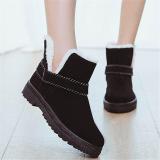 Big Size Strappy Warm Suede Ankle Slip On Fur Lining Flat Snow Boots