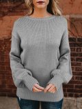 Acrylic Crew Neck Casual Lace Up Sweater