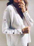 Buttoned Long Sleeve Vintage V Neck Sweaters