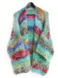 Multicolor Plus Size Long Sleeve Going out Striped Knitted Cardigans