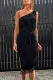 Sexy Sloping Shoulder Tassel Sleeveless Bodycon Dresses