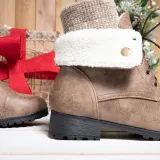 Women Warm Martin Booties Casual Comfort Plus Size Lace Up Shoes