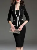 Scoop Neck  Colouring Bodycon Dress   Professional Dress